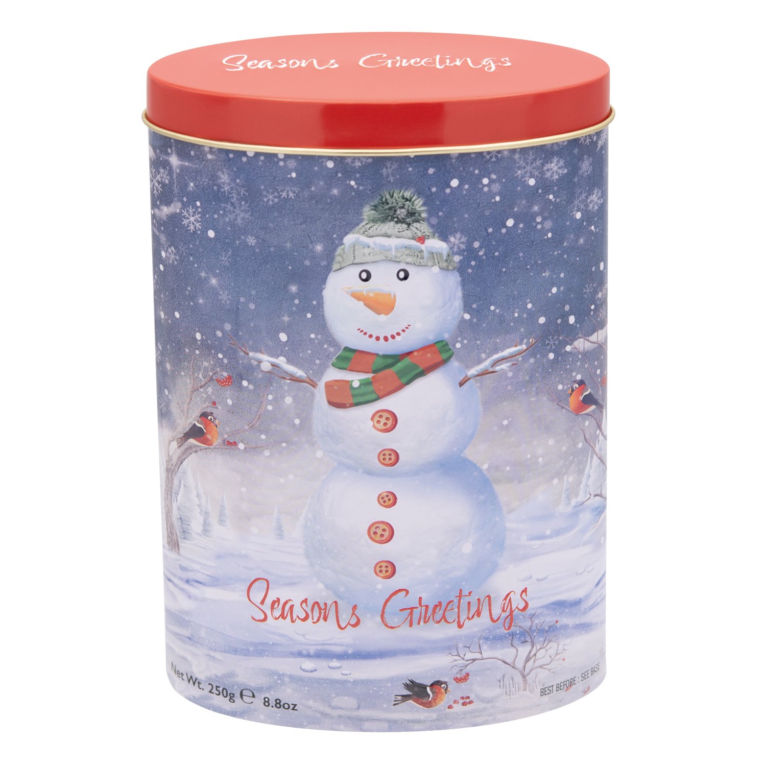 Snowman oval tin of vanilla fudge 12x250g