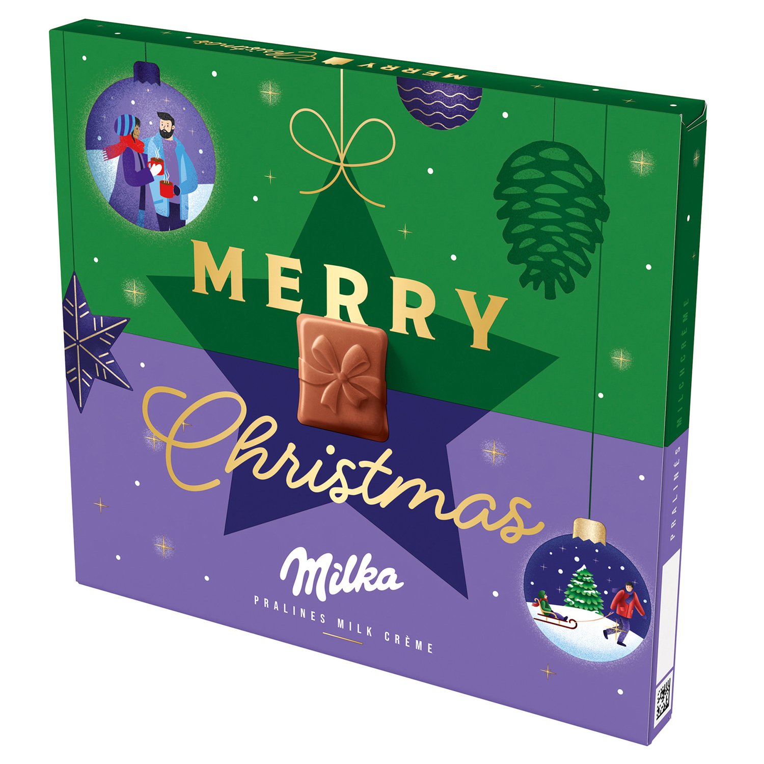 Milka milk chocolate Merry Christmas cr�me filled pralines in carton 10x110g