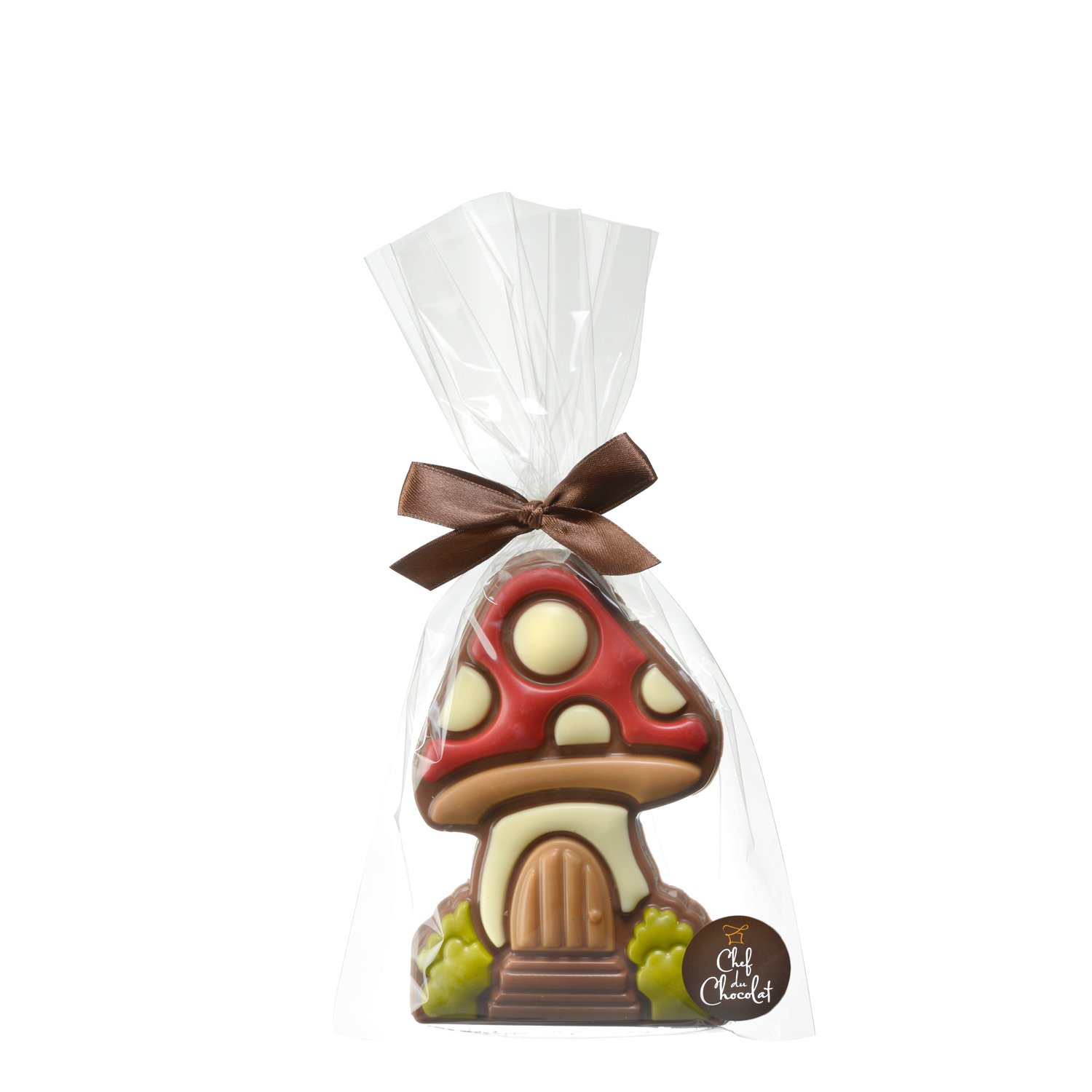 Decorated milk chocolate mushroom in cello bag 8x150g