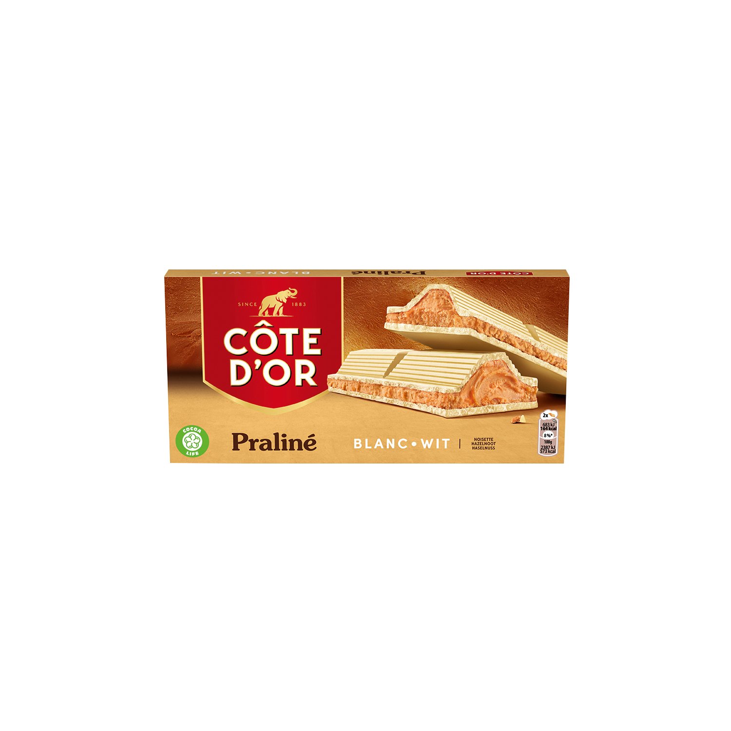C�te d'Or white chocolate tablet with praline 15x200g